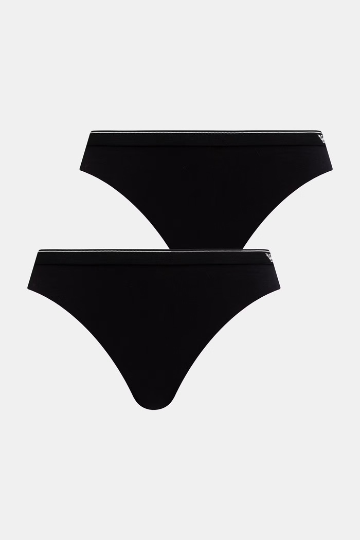 Emporio Armani Underwear figi damskie z bawełną 2-pack czarny EW005512.AF25589