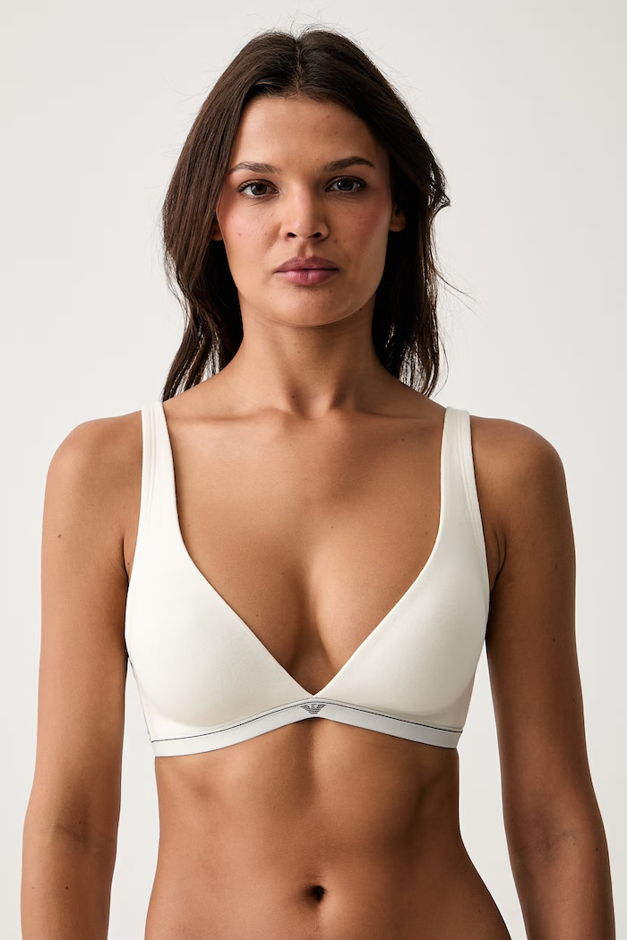 Emporio Armani Underwear biustonosz plunge bawełniany z elastanem beżowy EW000436.AF25589