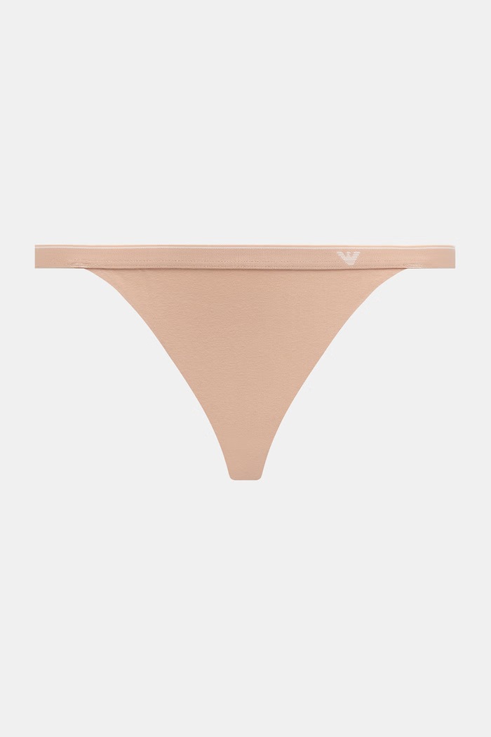 Emporio Armani Underwear stringi damskie bawełniane z elastanem 2-pack EW000405.AF25589 beżowy AW26
