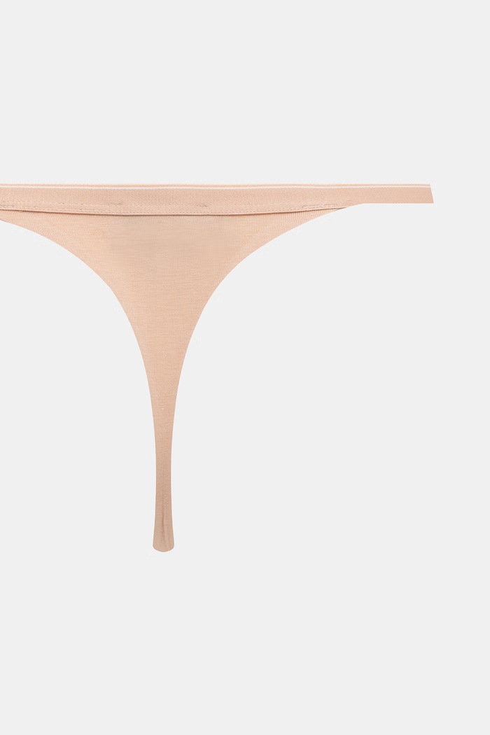 Odzież Emporio Armani Underwear stringi damskie bawełniane z elastanem 2-pack EW000405.AF25589 beżowy
