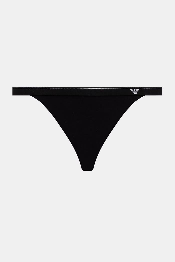 Emporio Armani Underwear stringi damskie bawełniane z elastanem 2-pack EW000405.AF25589 czarny AW26