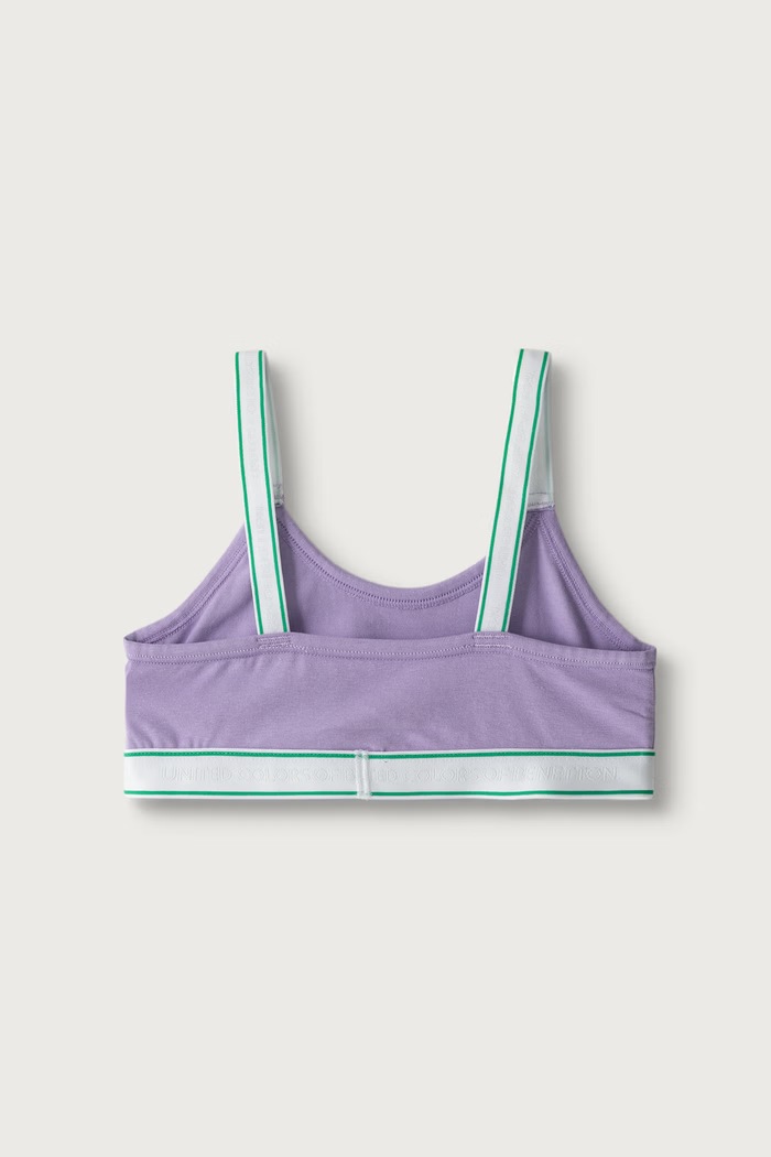 Biustonosz dziecięcy bawełniany z elastanem 2-pack United Colors of Benetton fioletowy 3G680R00B.G.Seasonal