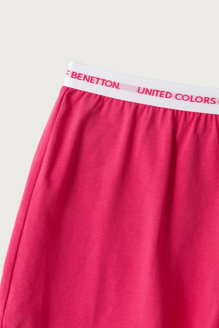 Pijama din două piese pentru copii din bumbac cu elastan United Colors of Benetton 3G680P0A9.G.Seasonal roz