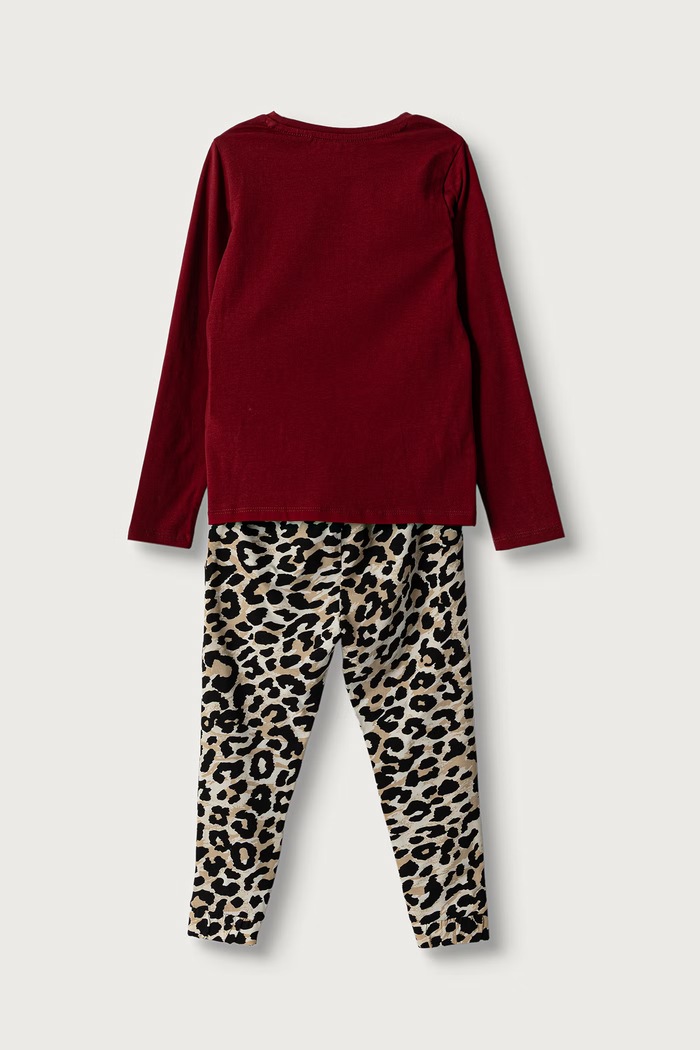 Guess Piżama dwuczęściowa dziecięca bawełniana z elastanem J6BG06.K8112.9BY2 bordowy AW26