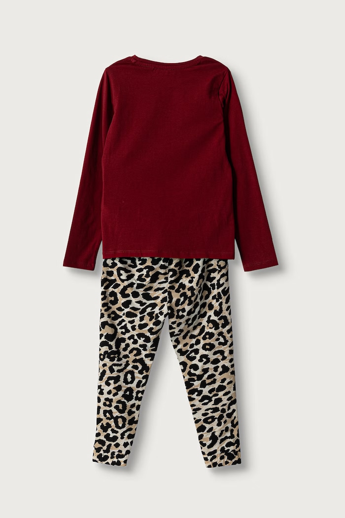 Guess Piżama dwuczęściowa dziecięca bawełniana z elastanem J6BG06.K8112.9BY2 bordowy AW26