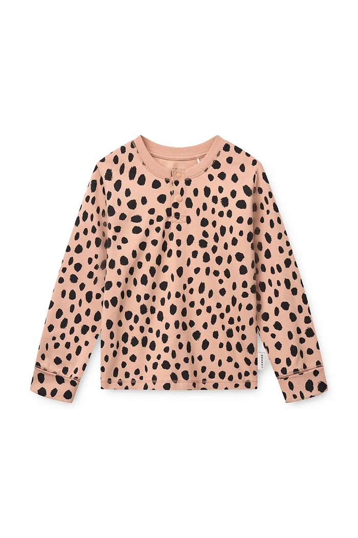 Liewood Piżama dwuczęściowa dziecięca bawełniana z elastanem Wilhelm Grow Printed Pyjamas Set LW20982.G.9BY2 różowy AW26