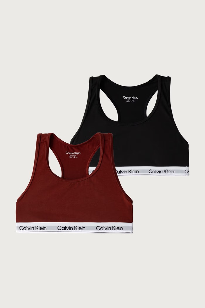 Calvin Klein Underwear Podprsenka detská bavlnená s elastanom 2-pak burgundské G80G800742.9BY2