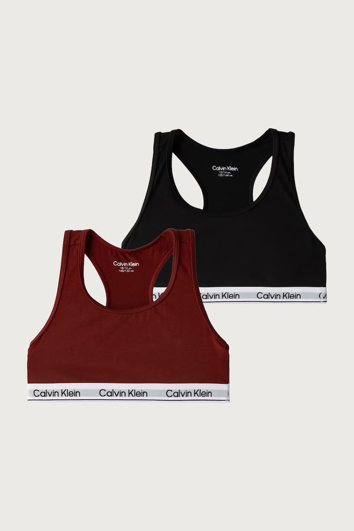 Calvin Klein Underwear Podprsenka detská bavlnená s elastanom 2-pak burgundské G80G800742.9BY2