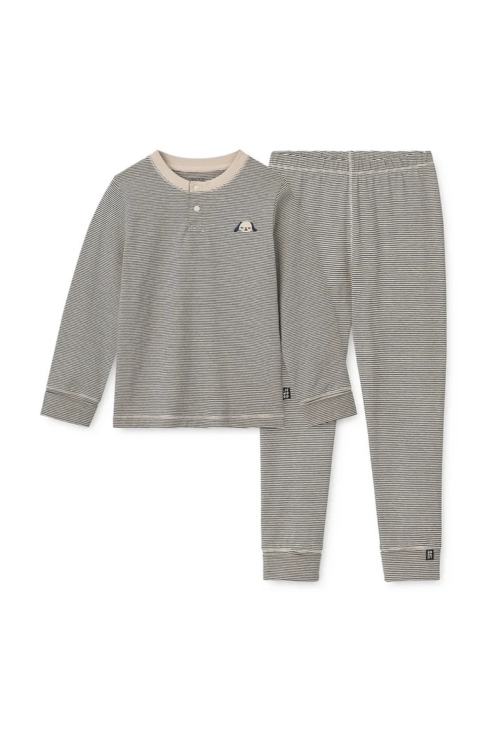 Liewood Piżama dziecięca bawełniana z elastanem Wilhelm Grow Striped Pyjamas Set LW20993.9BY2 granatowy AW26