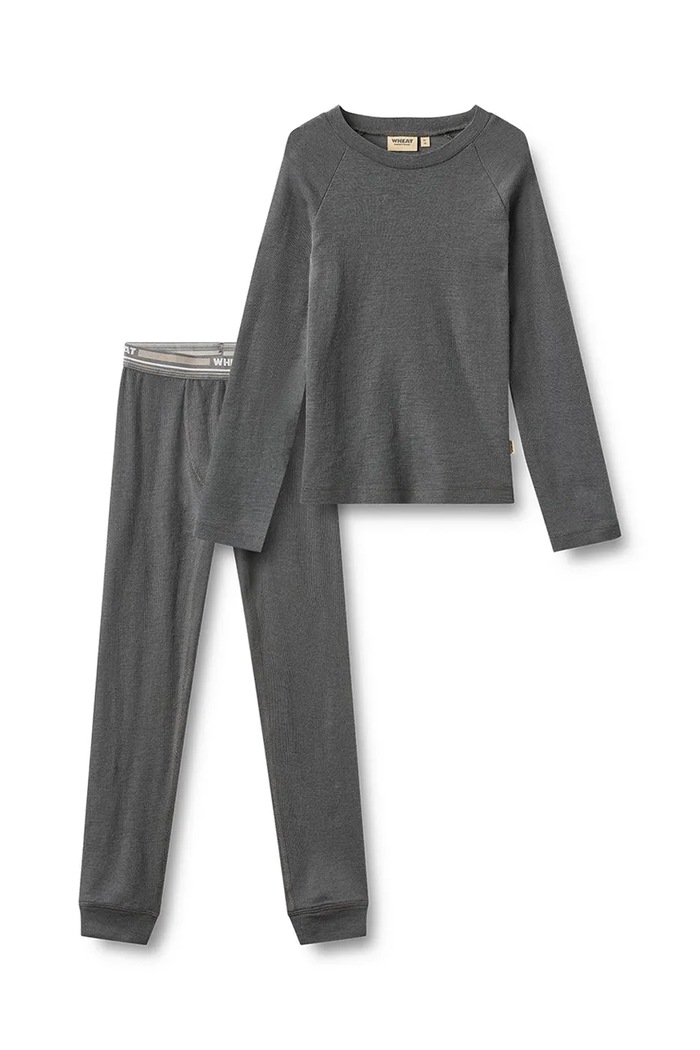 Wheat Komplet bielizny termoaktywnej dziecięcy z wełny merino szary 7230.775.RWS