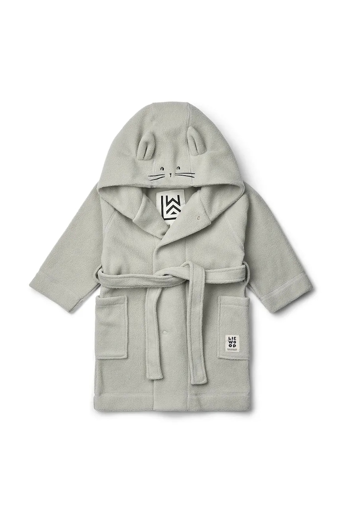 Liewood Μπουρνούζι με κουκούλα παιδικό Minik Rabbit Fleece Bathrobe γκρί LW21180.9BY2