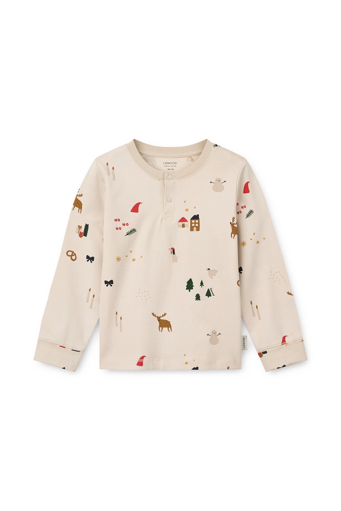 Liewood Piżama dwuczęściowa dziecięca bawełniana z elastanem Wilhelm Grow Printed Pyjamas Set LW20982.9BY2 beżowy AW26