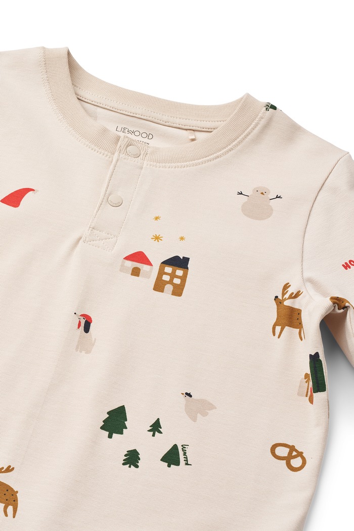 Chłopiec Liewood Piżama dwuczęściowa dziecięca bawełniana z elastanem Wilhelm Grow Printed Pyjamas Set LW20982.9BY2 beżowy