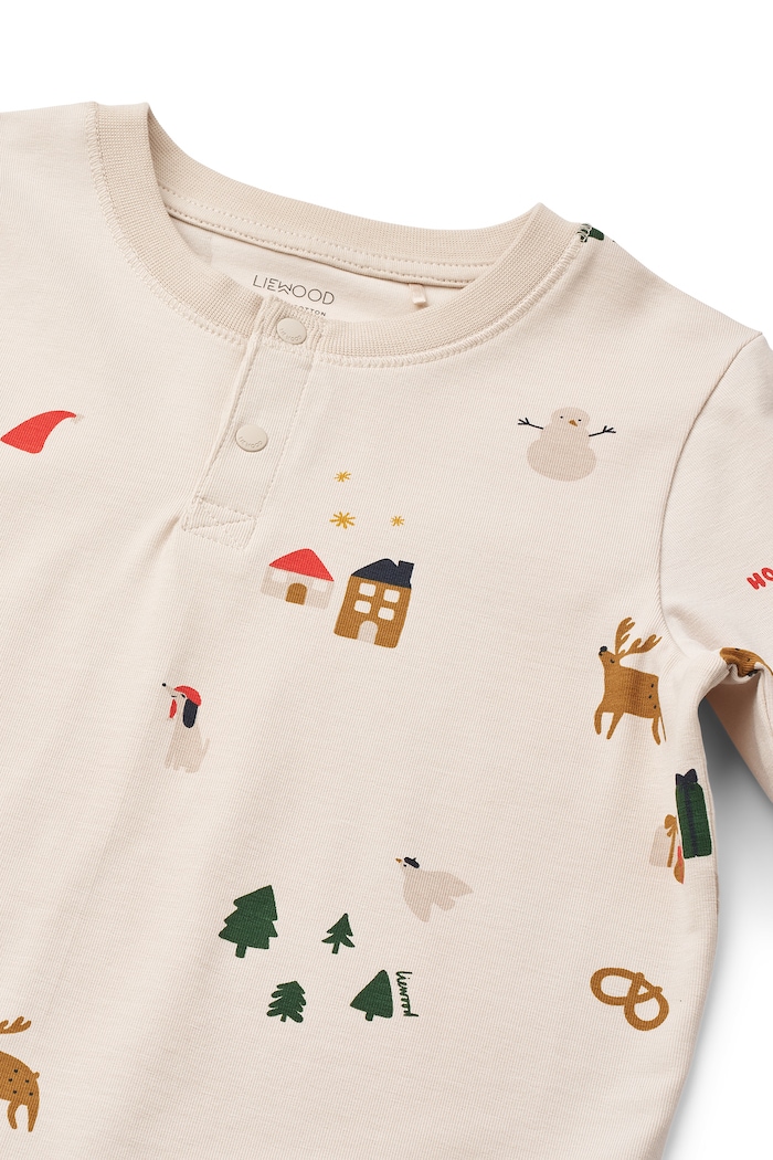 Chłopiec Liewood Piżama dwuczęściowa dziecięca bawełniana z elastanem Wilhelm Grow Printed Pyjamas Set LW20982.9BY2 beżowy