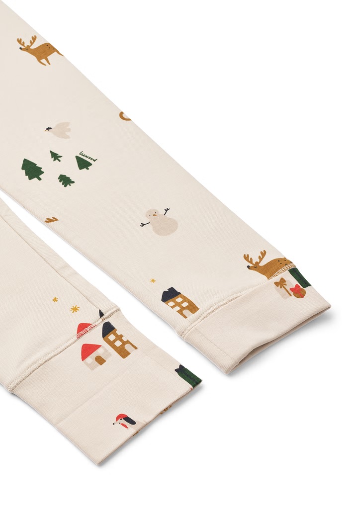 Piżama dwuczęściowa dziecięca bawełniana z elastanem Wilhelm Grow Printed Pyjamas Set Liewood beżowy LW20982.9BY2