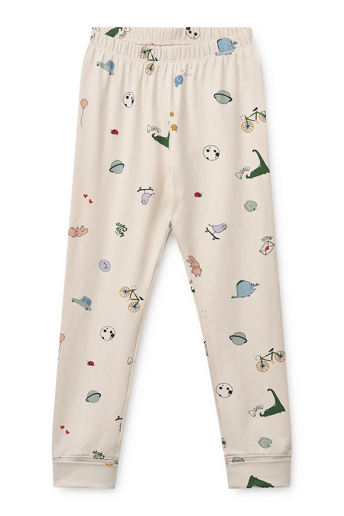 Piżama dwuczęściowa dziecięca bawełniana z elastanem Wilhelm Grow Printed Pyjamas Set Liewood LW20982.9BY2 beżowy