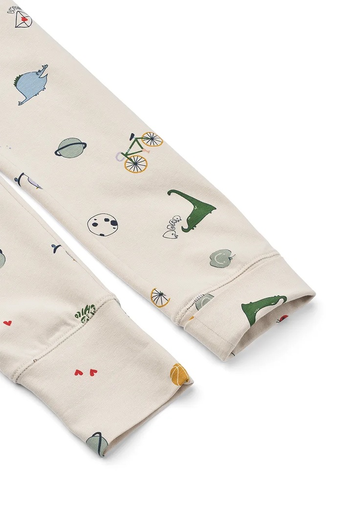 Piżama dwuczęściowa dziecięca bawełniana z elastanem Wilhelm Grow Printed Pyjamas Set Liewood beżowy LW20982.9BY2