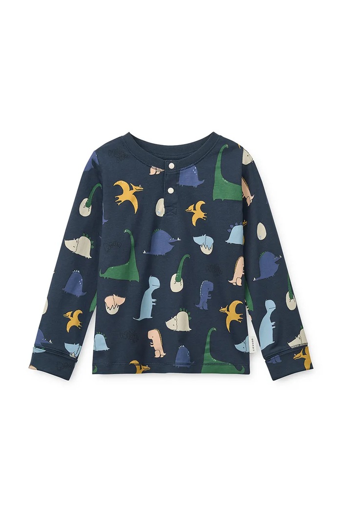 Liewood Piżama dwuczęściowa dziecięca bawełniana z elastanem Wilhelm Grow Printed Pyjamas Set LW20982.9BY2 granatowy AW26
