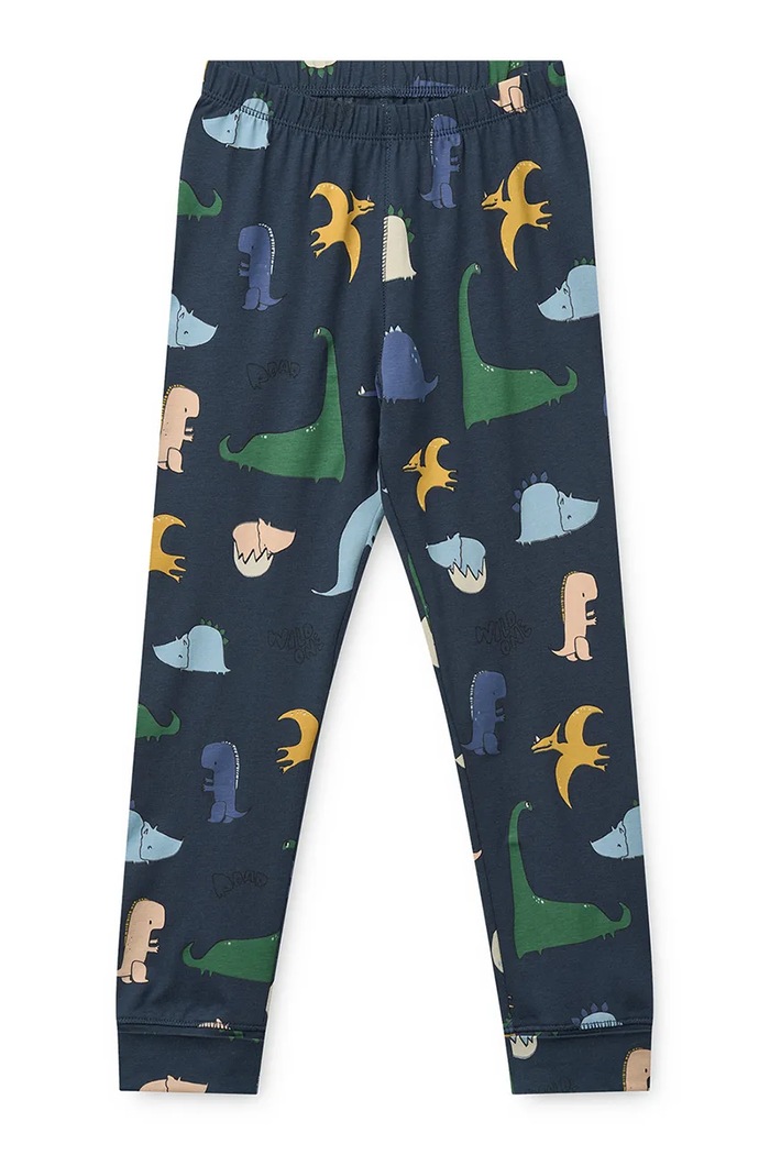 Chłopiec Liewood Piżama dwuczęściowa dziecięca bawełniana z elastanem Wilhelm Grow Printed Pyjamas Set LW20982.9BY2 granatowy