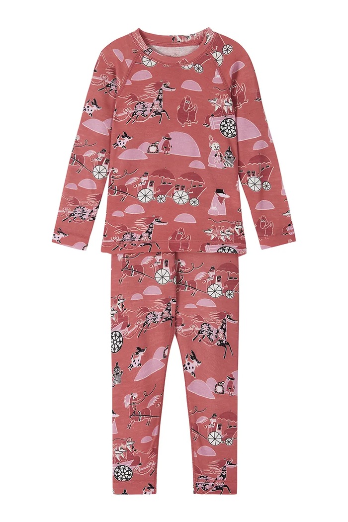 Reima komplet bielizny termoaktywnej dziecięcy z wełną merino Moomin Trivsam 5200021C.9BY2 różowy AW26