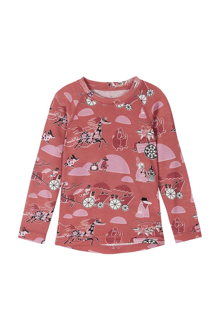Reima komplet bielizny termoaktywnej dziecięcy z wełną merino Moomin Trivsam różowy 5200021C.9BY2