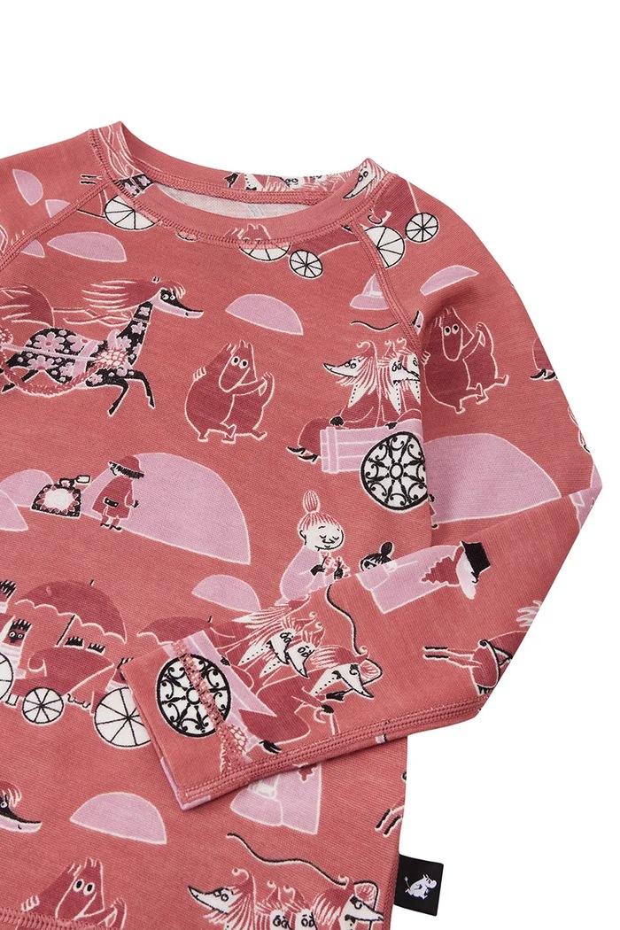 Reima komplet bielizny termoaktywnej dziecięcy z wełną merino Moomin Trivsam 5200021C.9BY2 różowy