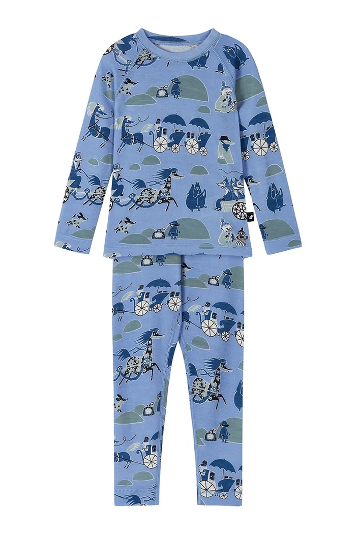 Reima komplet bielizny termoaktywnej dziecięcy z wełną merino Moomin Trivsam 5200021C.9BY2 niebieski AW26