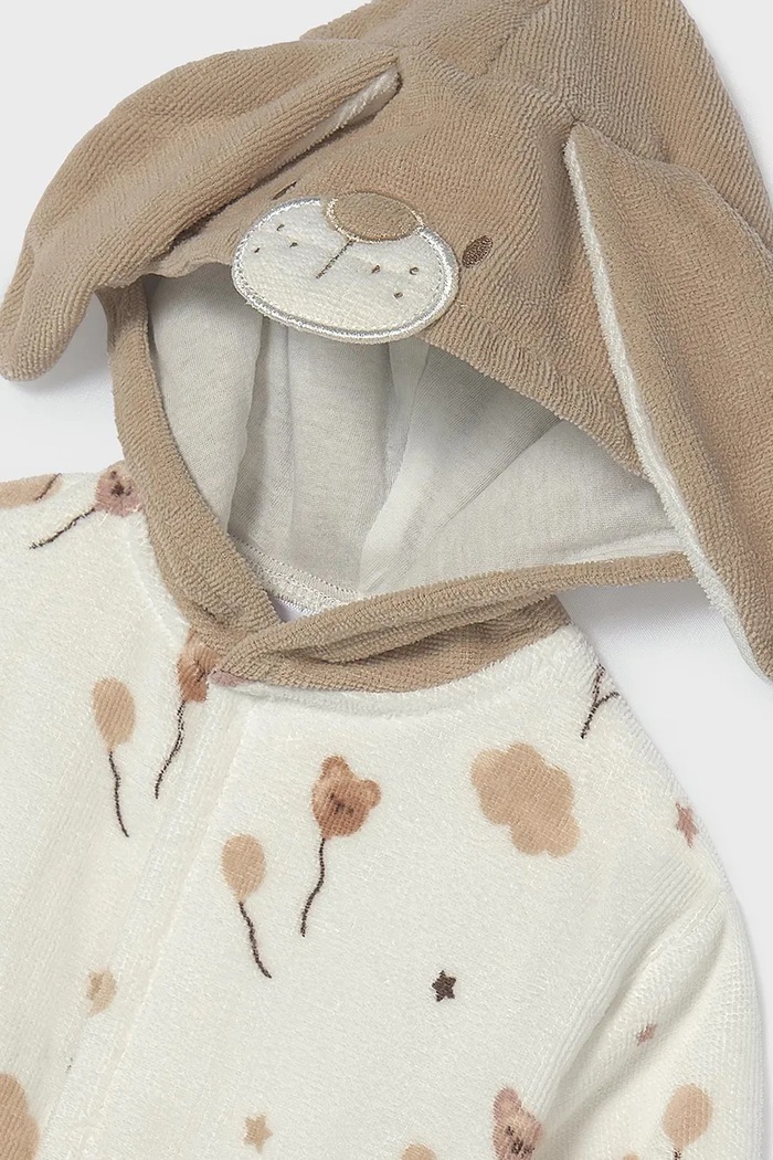 Хлопчик Mayoral Newborn халат з капюшоном для немовлят бавовняний 9177.1A.Newborn.9BY2 бежевий