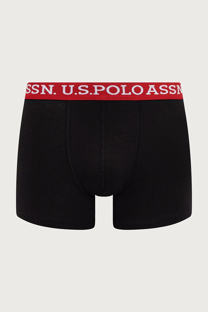 U.S. Polo Assn. Bokserki męskie bawełniane z elastanem USPA Contrast Waistband 3-pack MUP4441 czarny AW26