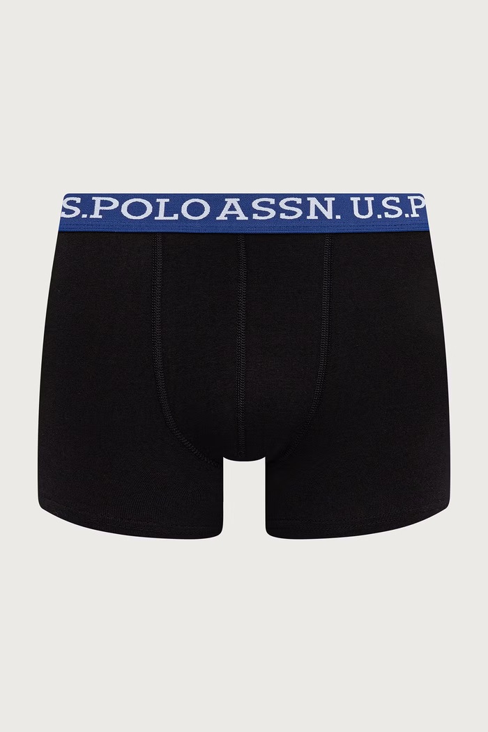 Odzież U.S. Polo Assn. Bokserki męskie bawełniane z elastanem USPA Contrast Waistband 3-pack MUP4441 czarny