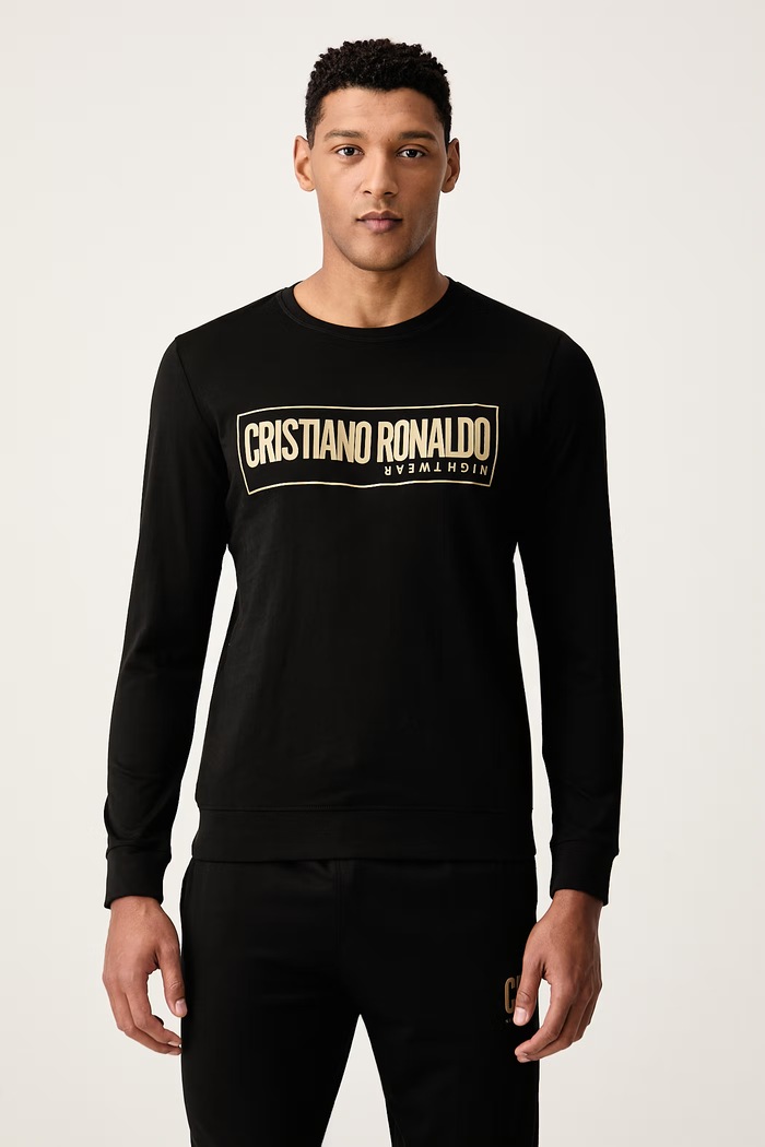 CR7 Cristiano Ronaldo Πυτζάμες δύο τεμαχίων ανδρικές βαμβακερές 8730.4201.2103 μαύρο AW26