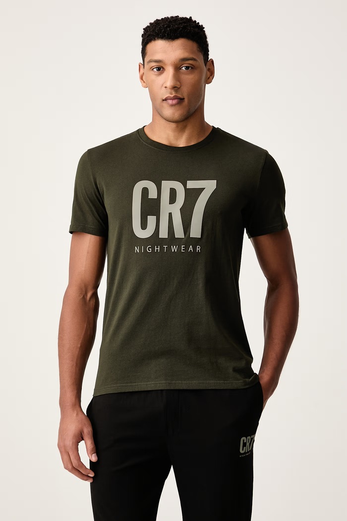 CR7 Cristiano Ronaldo Piżama dwuczęściowa męska bawełniana 8730.4404.2401 zielony AW26