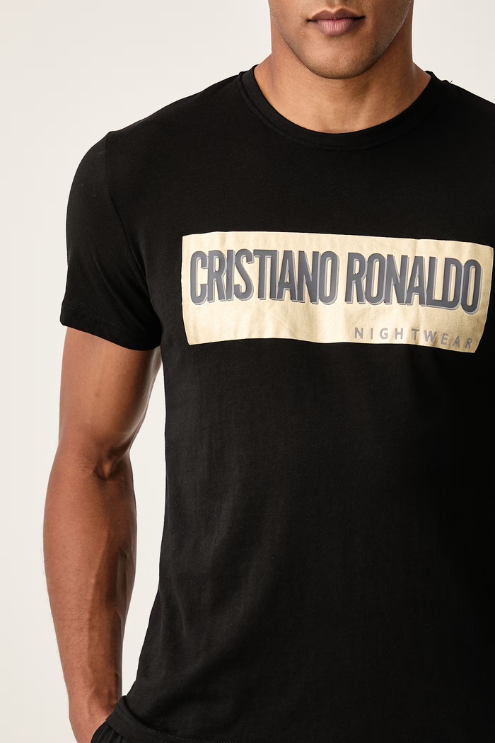 Dvodijelna pidžama za muškarce od pamuka CR7 Cristiano Ronaldo 8730.4100.2628 crna
