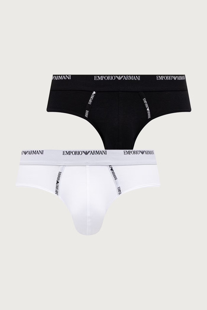 Emporio Armani Underwear Slipy męskie bawełniane z elastanem 2-pack czarny EM000401.AF25056