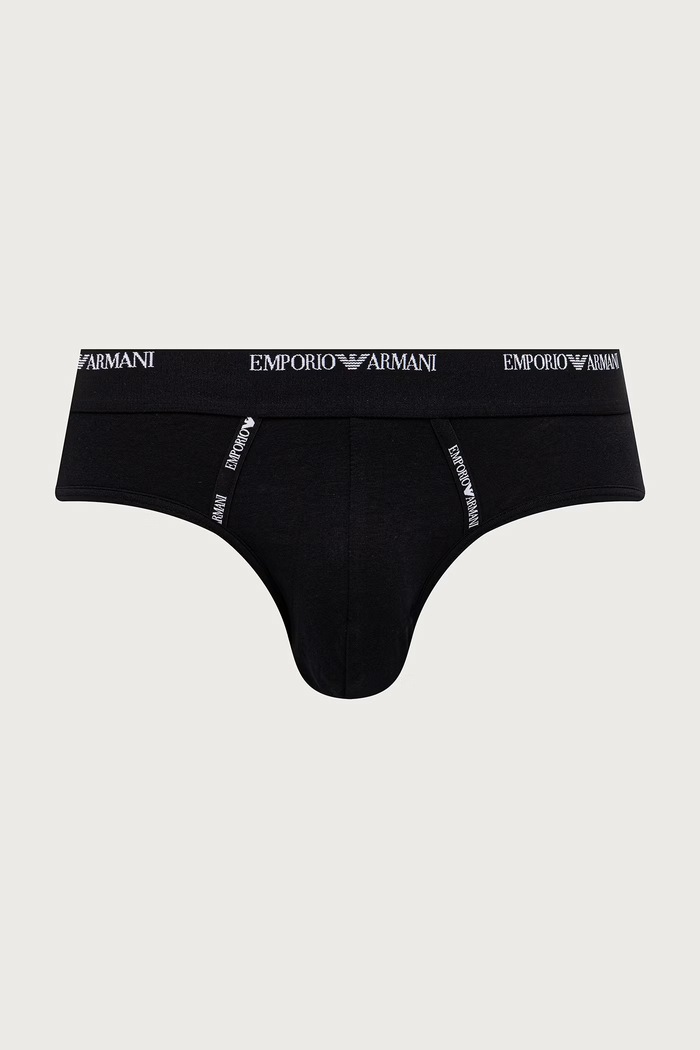 Odzież Emporio Armani Underwear Slipy męskie bawełniane z elastanem 2-pack EM000401.AF25056 czarny