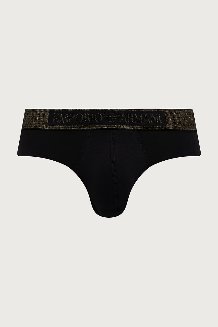 Odzież Emporio Armani Underwear Slipy męskie bawełniane z elastanem 2-pack EM000251.AF25054 czarny