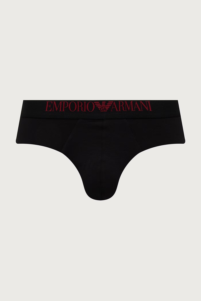Odzież Emporio Armani Underwear Slipy męskie bawełniane z elastanem 2-pack EM000251.AF25038 czarny
