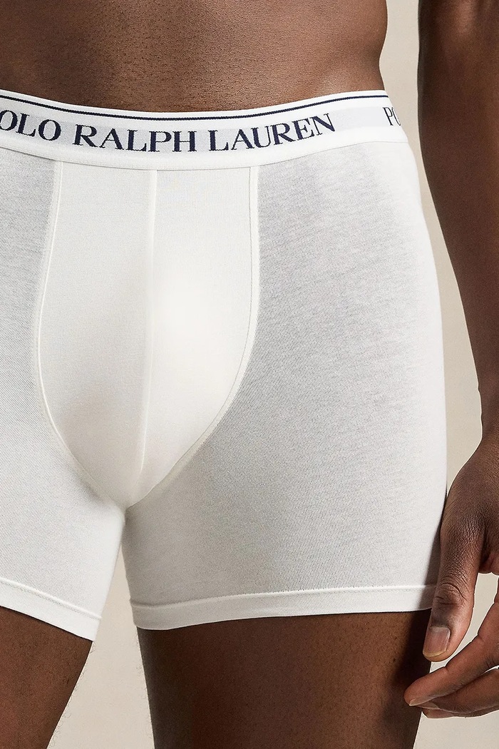 Bokserki męskie bawełniane z elastanem 3-pack Polo Ralph Lauren 714835887 biały