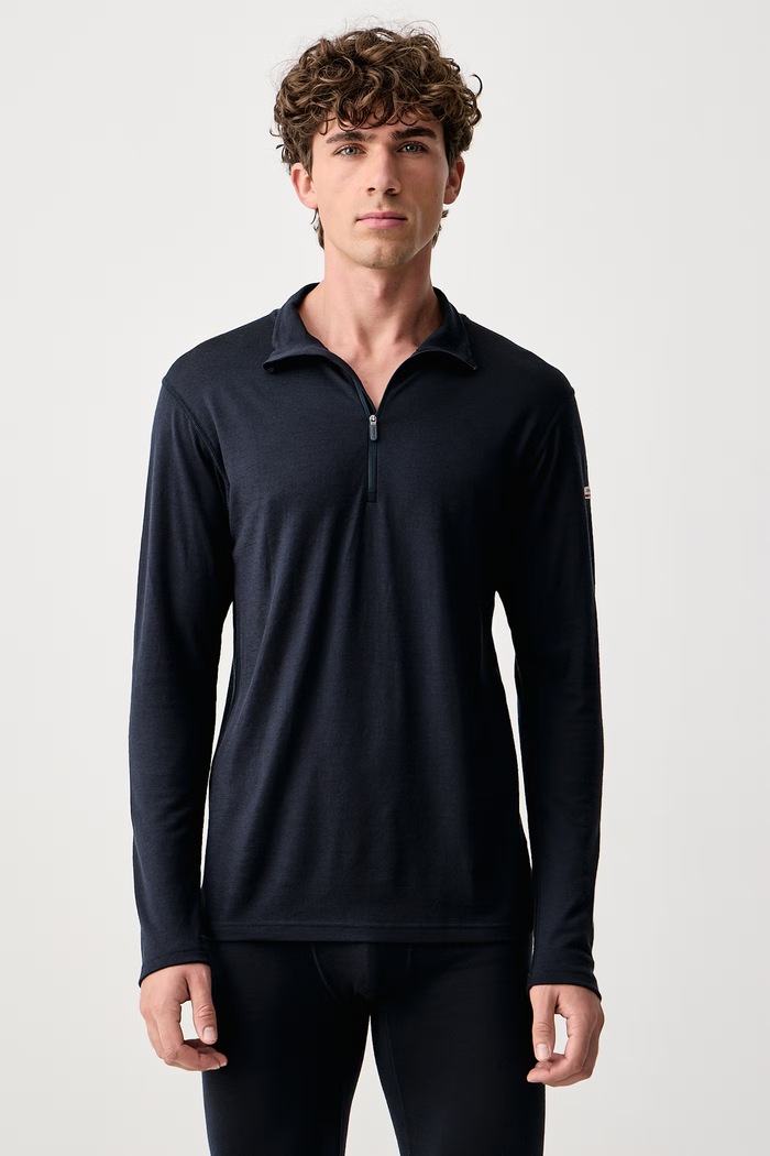 Devold Longsleeve funkcyjny męski wełniany Breeze Plus Merino granatowy PDGO.183.240.B