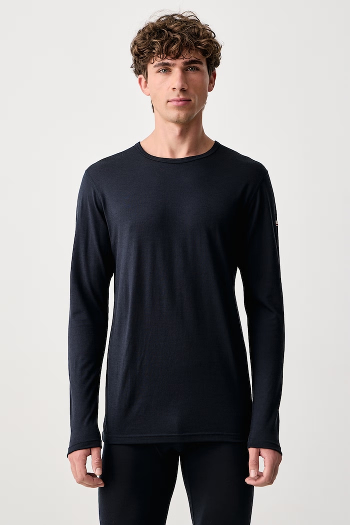 Devold Longsleeve funkcyjny męski wełniany Breeze Plus Merino granatowy PDGO.183.221.C