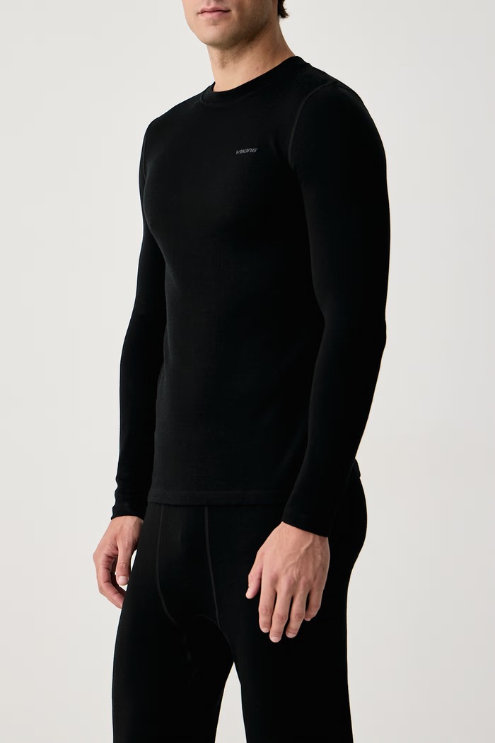 Комплект термобелья для мужчин с мериносовой шерстью Meriboo Set Merino Viking чёрный 500.28.1307