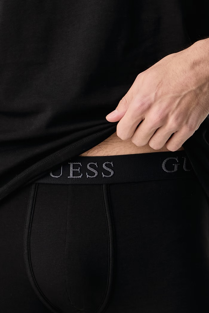 Dvoudílné pyžamo pánské bavlněné s elastanem Guess U6BX03.K5380 černá