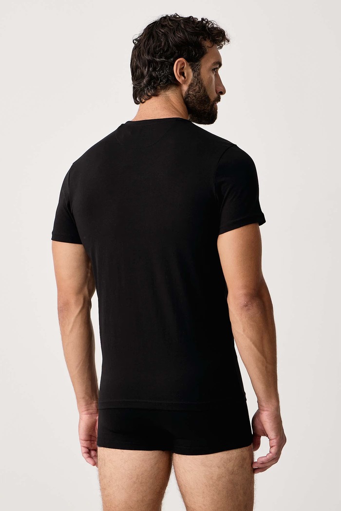 Guess Piżama dwuczęściowa męska bawełniana z elastanem U6BX02.K5379 czarny AW26