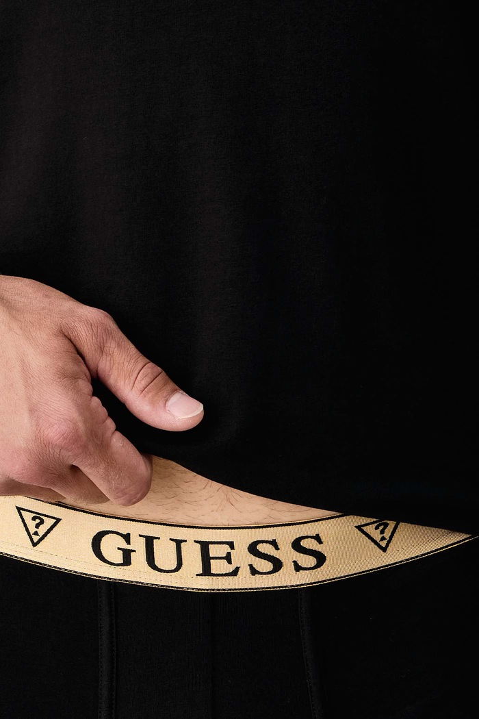 Piżama dwuczęściowa męska bawełniana z elastanem Guess U6BX02.K5379 czarny