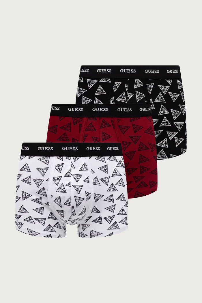 Guess Bokserki dopasowane męskie bawełniane z elastanem JOE 3-pack czerwony U6BG11.K5391
