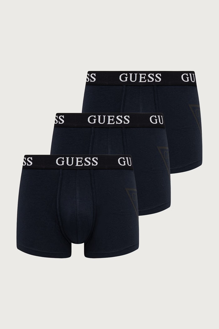 Guess Bokserki męskie z bawełną 3-pack granatowy U6BG03.K5365