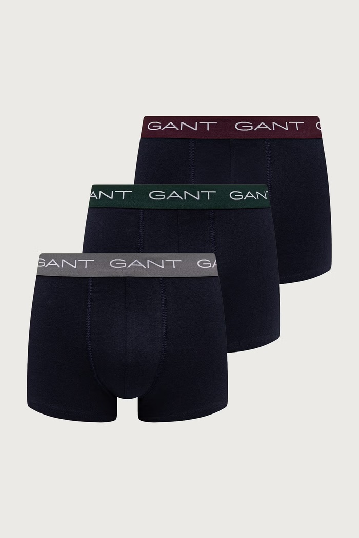 Gant Bokserki męskie bawełniane z elastanem 3-pack granatowy 902633003