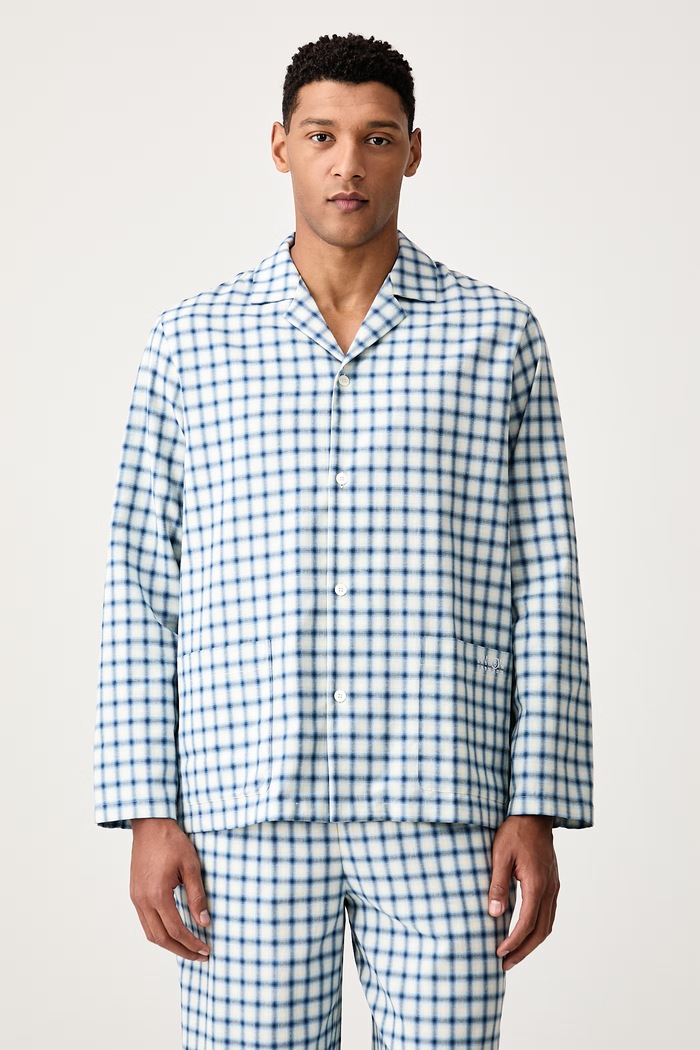MM6 Maison Margiela Koszula piżamowa męska bawełniana niebieski MJHH50120