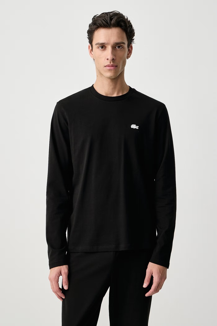 Lacoste Piżama dwuczęściowa męska bawełniana z elastanem 4H0924 czarny AW26