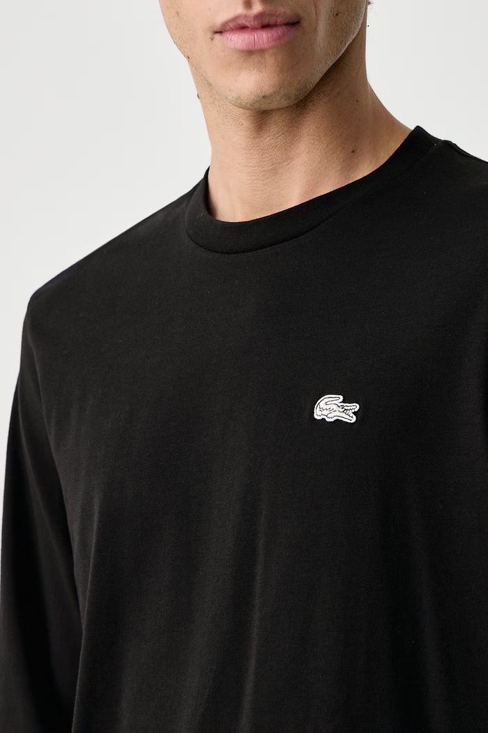 Piżama dwuczęściowa męska bawełniana z elastanem Lacoste czarny 4H0924